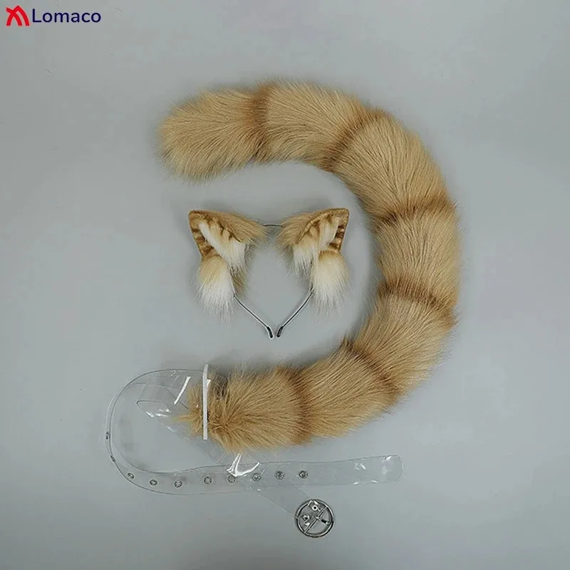 CyTiger Spot Kocie Uszy Futrzany Ogon Damskie Dziewczęce Lolita Zwierzęce Uszy Opaski do Włosów Pluszowy Ogon Akcesoria do Kostiumów Cosplay