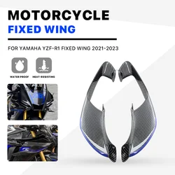 Front Side Winglets For Yamaha R1 R1M 2020-2025 Wings Fairing Downforce Moto Parts ABS Plastic Installed By Bolts bule carbon