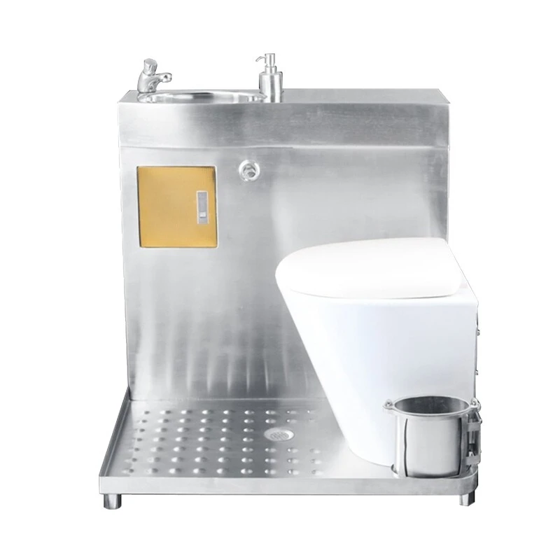 304 stainless steel toilet with wash basin, integrated toilet for marine RV bathing, biodegradable toilet