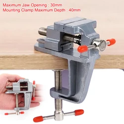 Universal Alloy Table Screw Vise, Multi-Functional Hobby Clamp on Table, Mini Bench Vise Tools for DIY Craft, Fixed Repair, 30mm