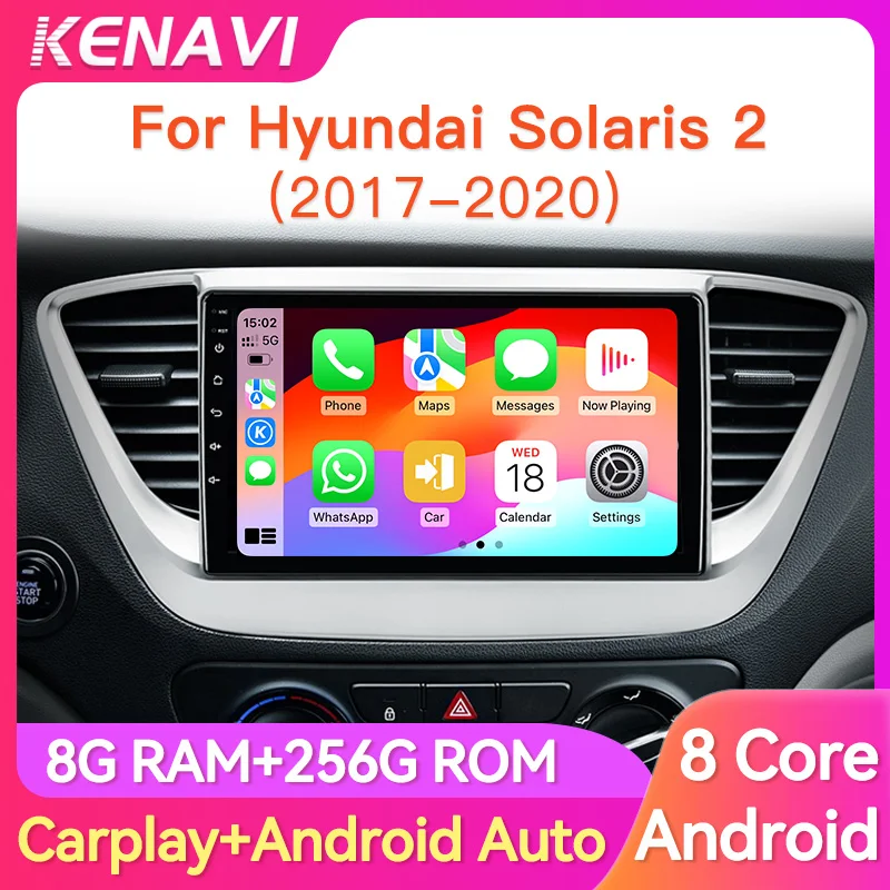 

Автомобильная стереосистема Радио 2 Din Android для Hyundai Solaris 2 Verna Accent 2017 2018 2019 2020 Мультимедийный видеоплеер Гавигация GPS Carplay Авторадио Штатная магнитола с экраном 2 din без DVD