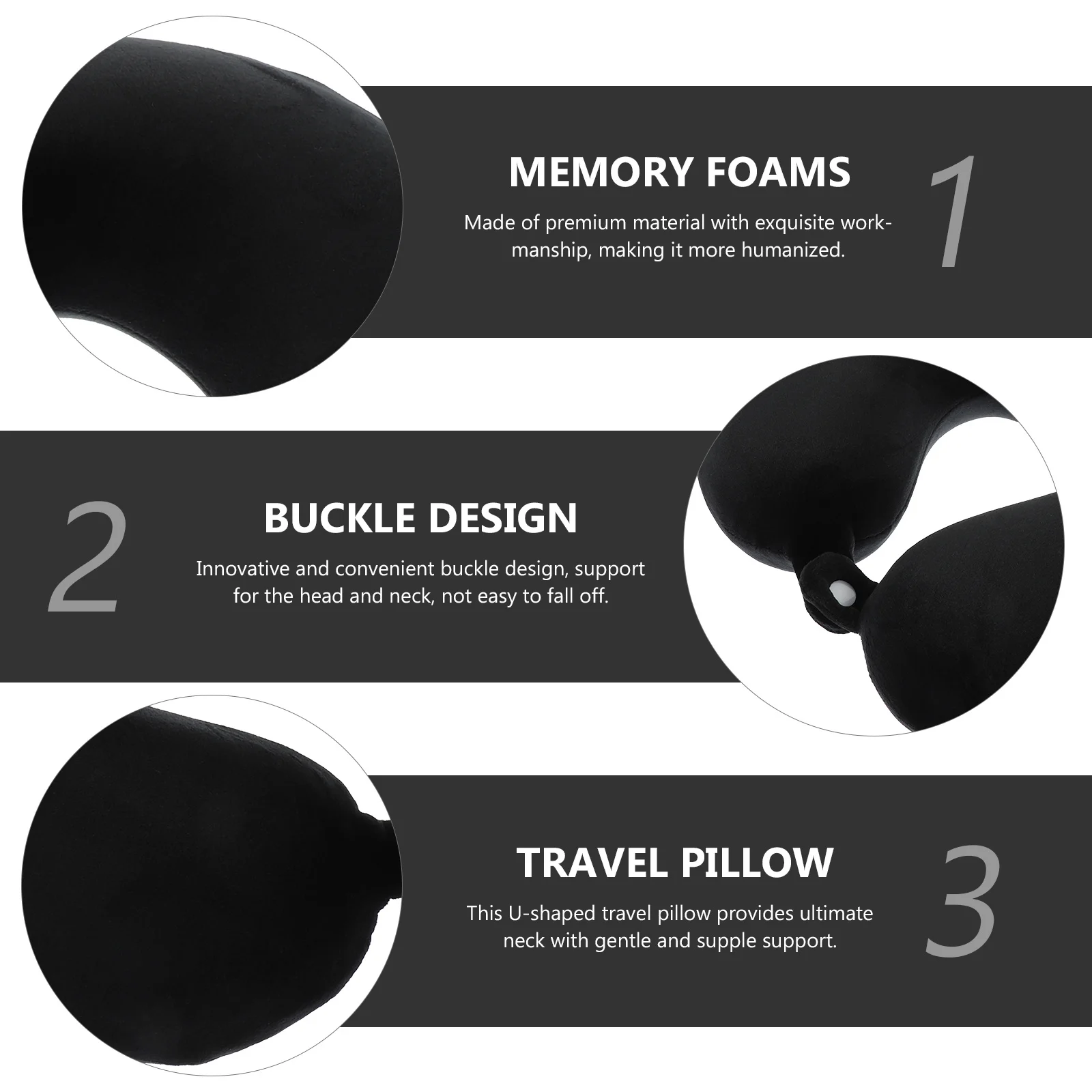 

U Shape Pillow Comfortable Airplane Pillow Cervical Physiological Curvature Design Soft Supple Support Portable