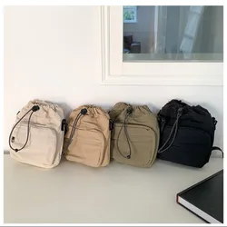 Solid Color Women's Bags Practical Nylon Square Shape Vintage Handbag Casual Messenger Bags