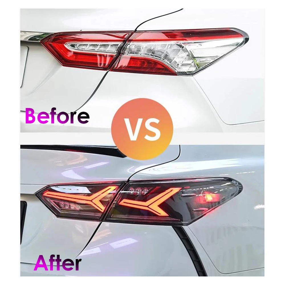 Pair Of Car Tail Light Assembly For Toyota Camry 2018-2021 LED Dynamic Turn Signal Start-up Animation Plug and Play Tail Lamps
