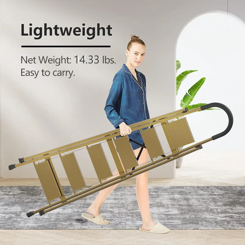 Lightweight Folding Step Stool, 6 Steps with Wide Pedals, Space Saving for Kitchen & Home
