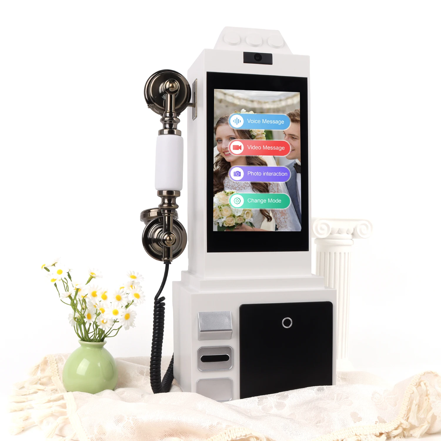8'' Screen Touchable Video Audio Guestbook Voice Recorder Guest Book Wedding Events Retro Video Guestbook Telephone Booth Phone