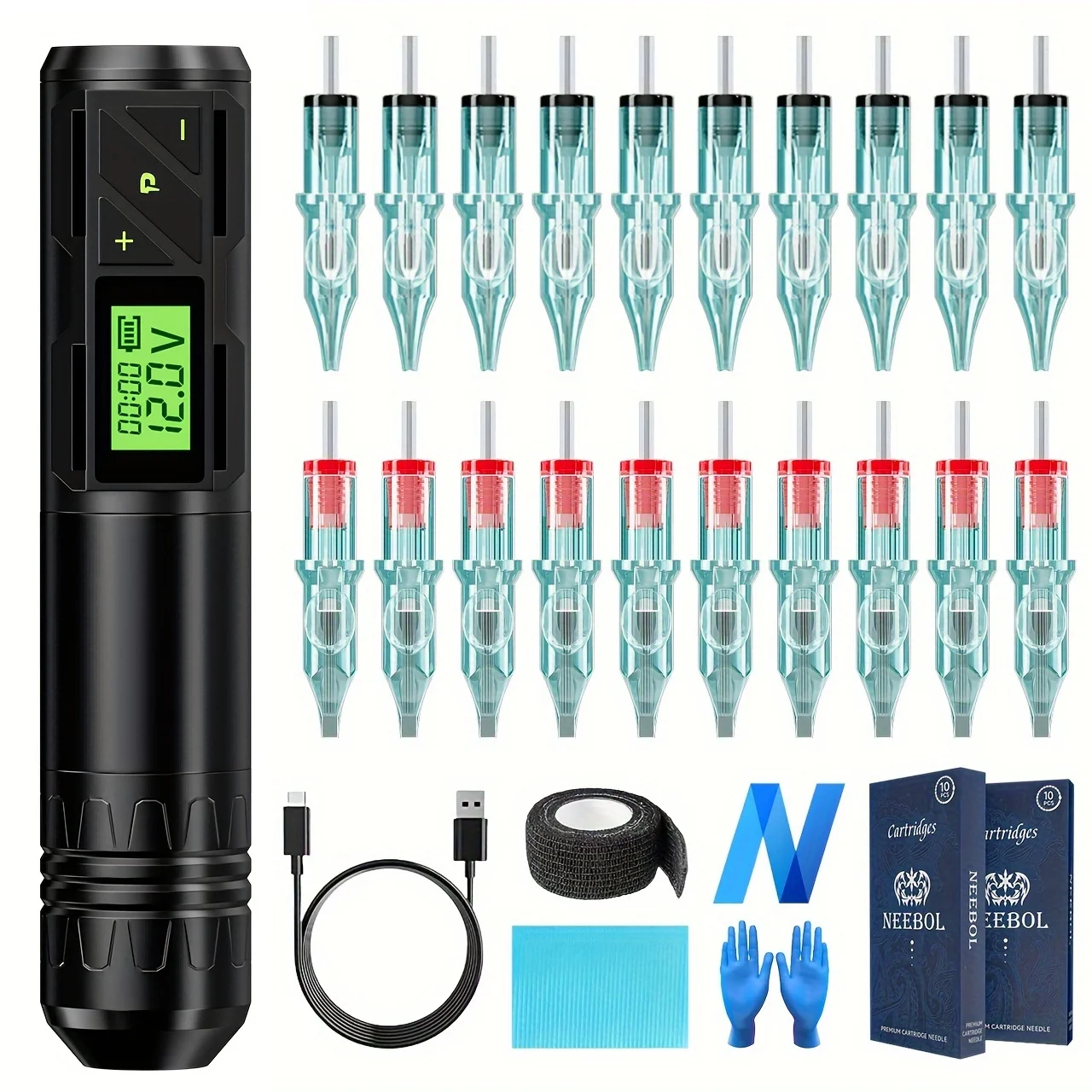 

1 комплект, беспроводной набор для татуировки, роторный пистолет для татуировки с мощностью татуировки 1600 мАч, оборудование для татуировки со светодиодным дисплеем, подарок для татуировок