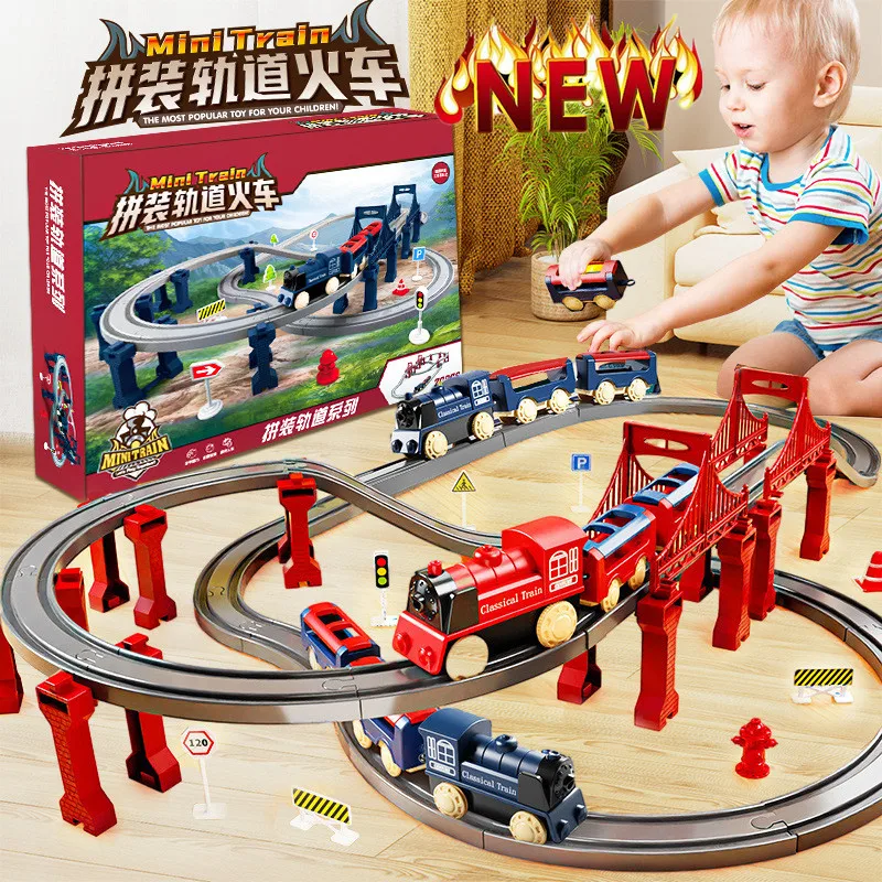 Rail Car Christmas Rail Car DIY Assembly Electric Rail Train Toy Model Train Set Educational Toy For Children