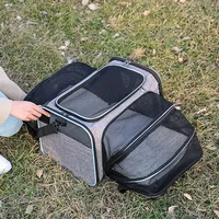 Pet Carrier Expandable Foldable Soft Dog Bag Backpack 5 Open Doors Reflective Tapes Pet Travel Bag Carrier for Cats Puppy