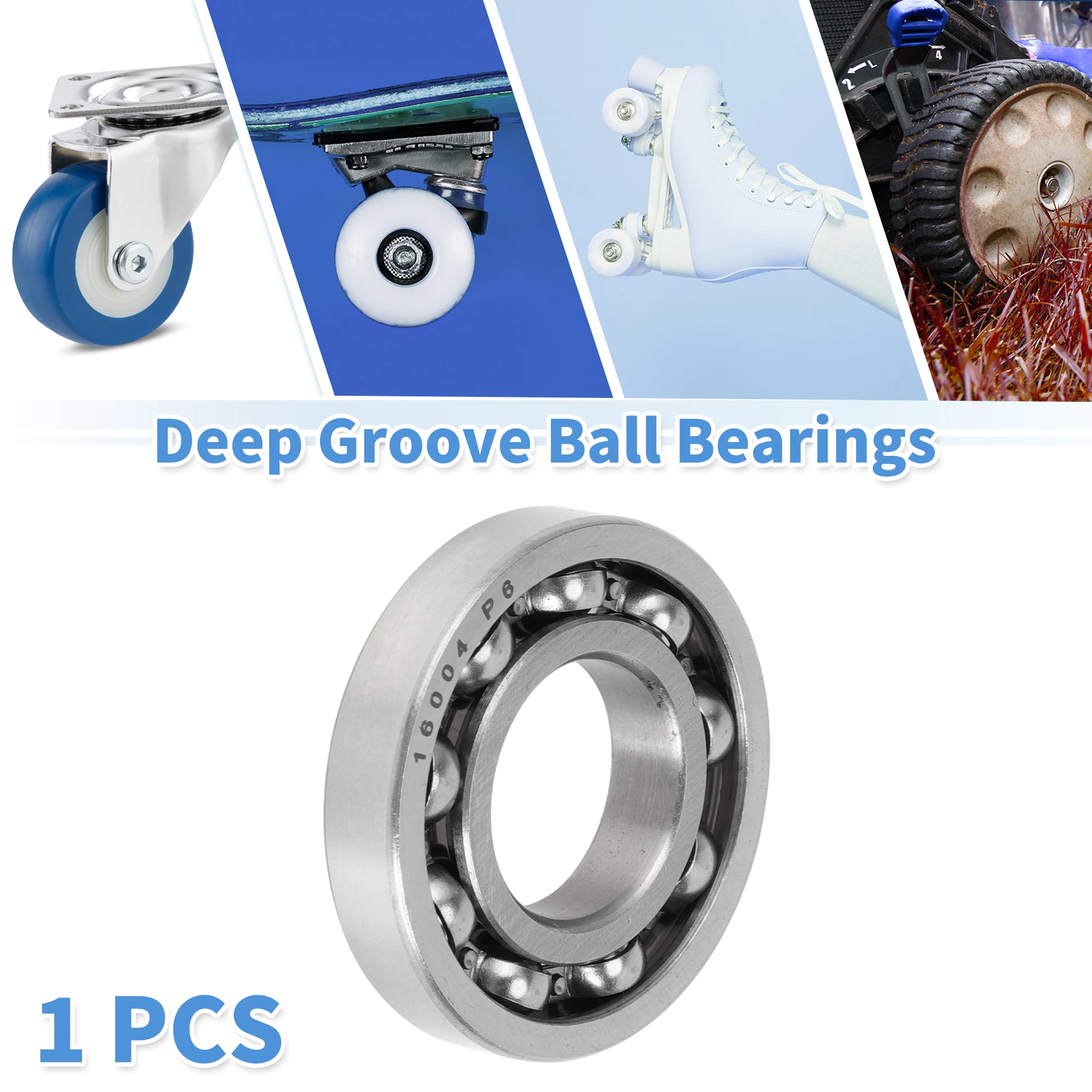 Motoforti 16004 Deep Groove Ball Bearings P6 20x42x8mm Lubricated Bearings Open Type Silver Tone Scooter Skateboard Wheel