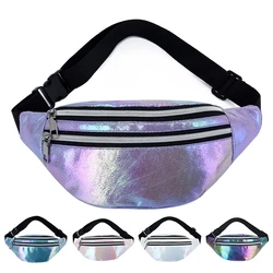 1PC New Holographic Fanny Pack Hologram Waist Bag Laser PU Beach Travel Banana Hip Bum Zip Waist Bags Women Belt Bag for Girls