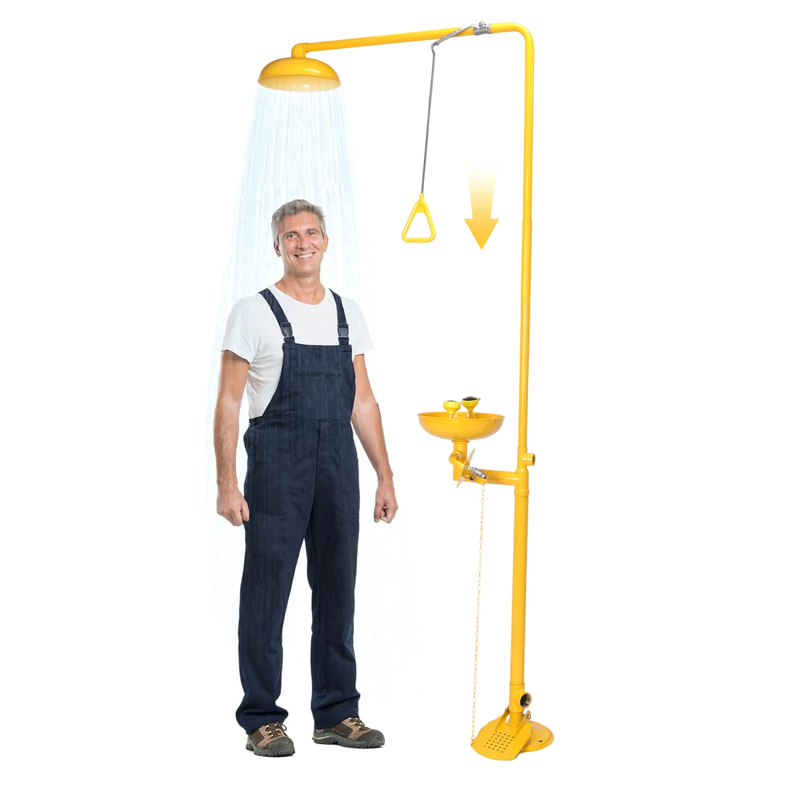 معدات غسيل العين والدش في حالات الطوارئ مع محطة دش غسيل العين بطبقة ABS 304 من الفولاذ المقاوم للصدأ لمدرسة المصنع المختبري #2