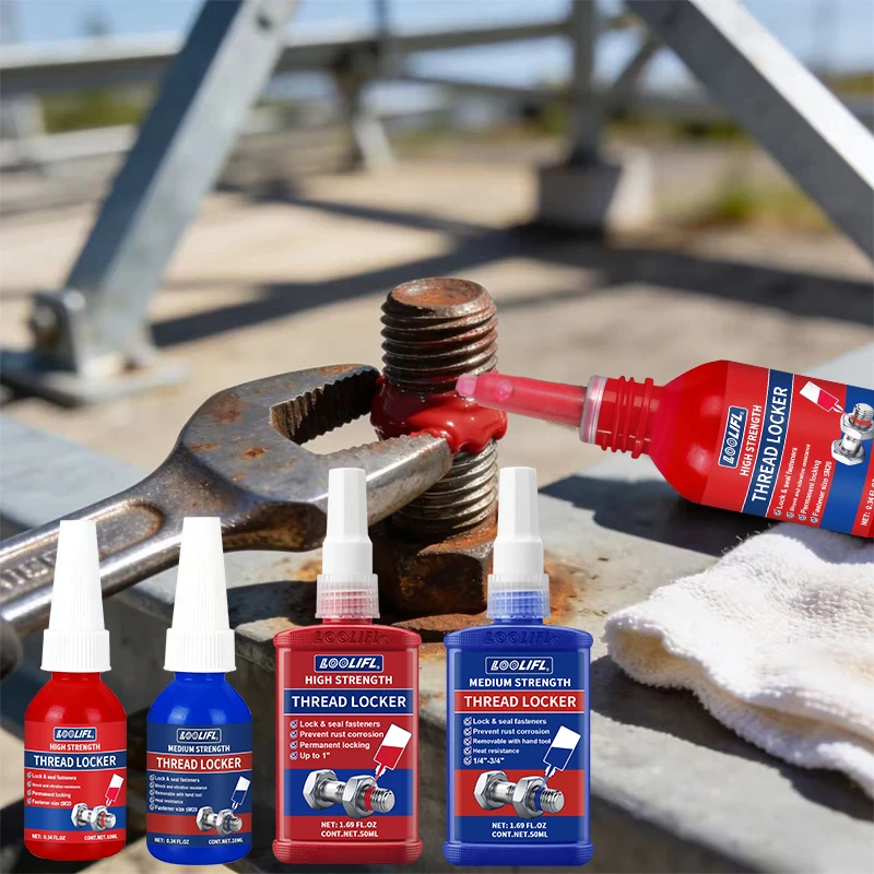 

Высокопрочный фиксирующий агент с гайковым болтом LOOLIFL50 мл, анаэробный клей, подходит для всех металлических резьбовых компонентов, защита от ослабления