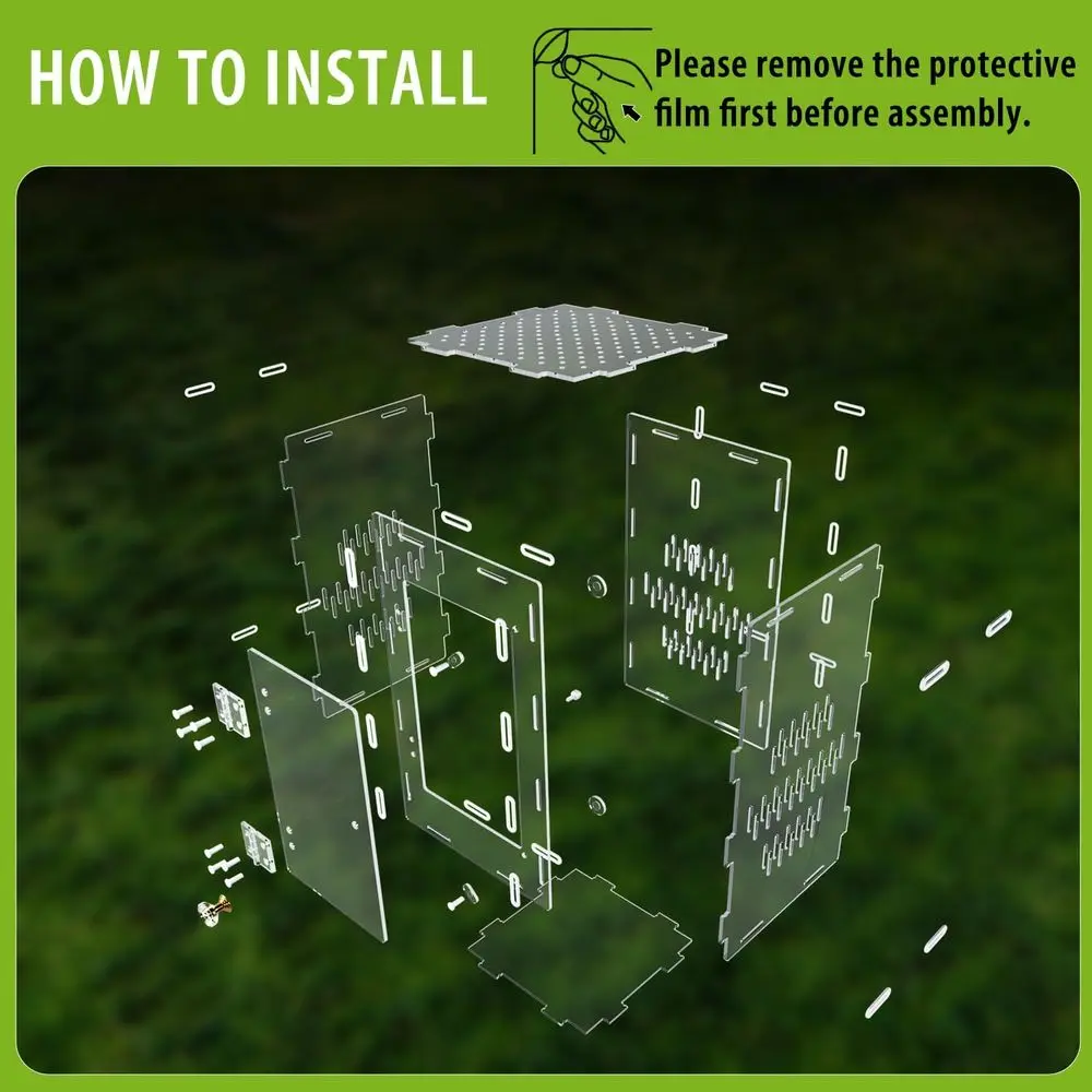 Kandang Laba-laba Loncat, Habitat Mantis Berdoa Akrilik Besar, Kandang Terarium Serangga Berventilasi 10*6*6 inci dengan Bukaan Depan