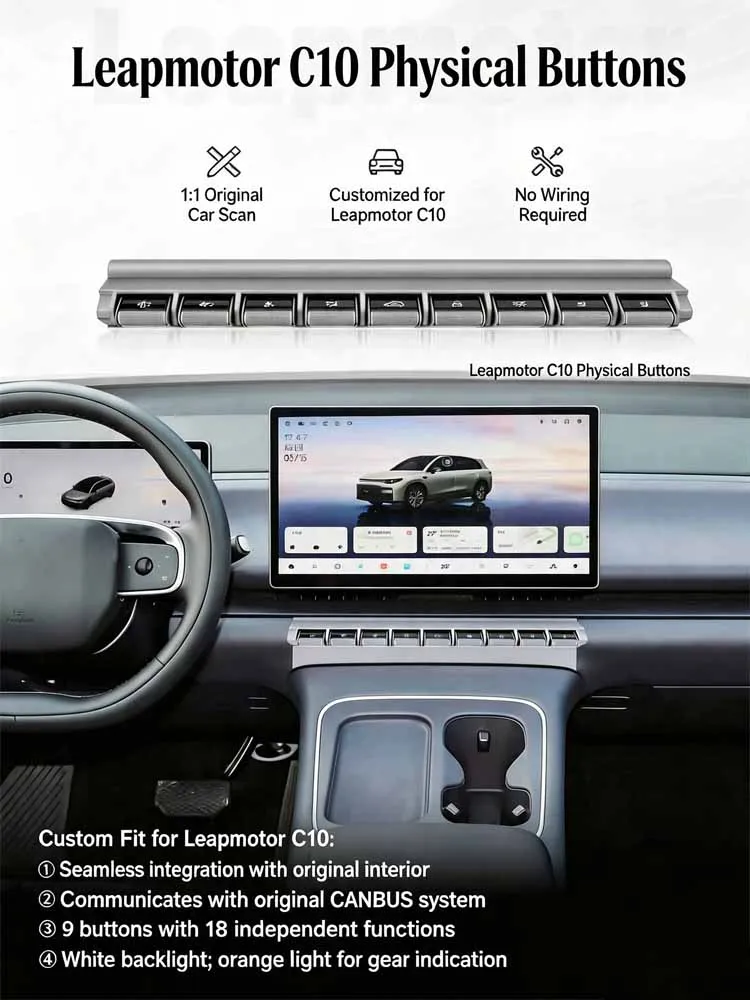 For Leapmotor C10 2024 C16 Multi‑Function Physical Button Kit No‑Drill Required Plug and Play Interior Modification Accessories