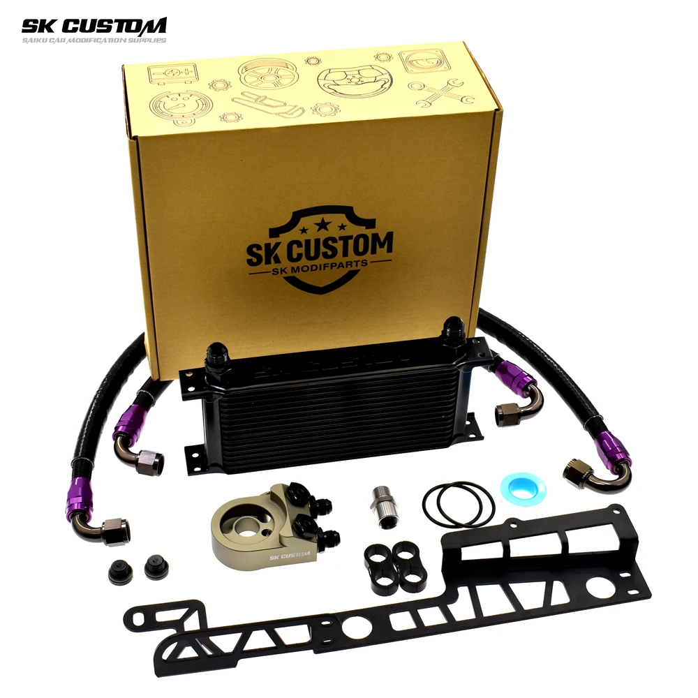 SK CUSTOM For Honda Civic Gen11 Type R FL5 K20C Engine AN10 Radiator Oil Filter Sandwich Plate Thermostat Adapter Oil Cooler Kit