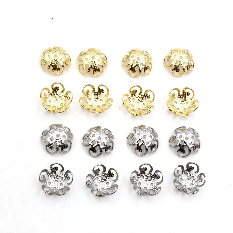 50 piezas de cuentas de acero inoxidable, gorras espaciadoras con forma de flor, gorras DIY para hacer joyas, accesorios para collar de pulsera