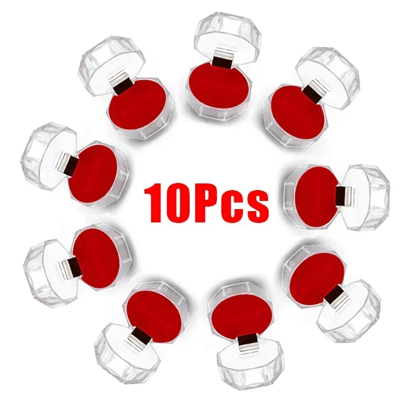 1-10PCS  Clear Acrylic Crystal Ring Boxes Storage Display Box Storage Organizer Case Clear Package Box for Jewelry Packaging
