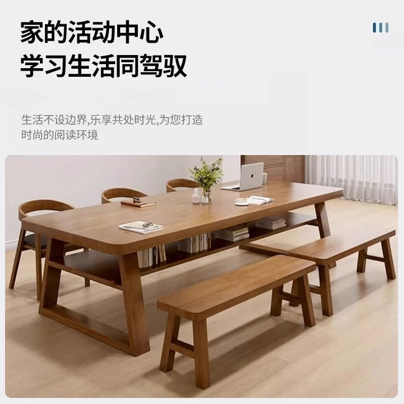 Two-story long desk, living room double study table, simple home workbench