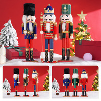38cm Christmas Decoration Wooden Nutcracker King Puppet Soldier Doll New Year Gift Xmas Statuette Toy European Style Ornament