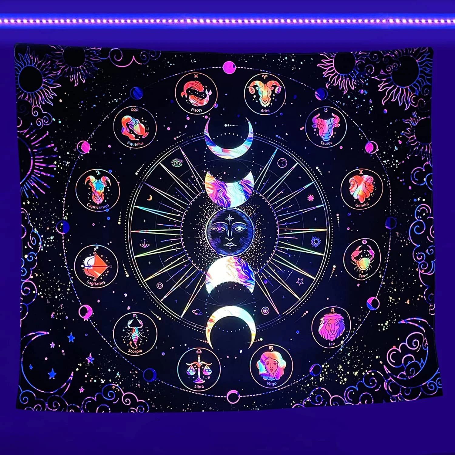 VIKAMA Purple Galaxy Clouds Planet Tapestry Wall Hanging, 6 Designs, Wall Decor for Bedroom Living Room Dorm