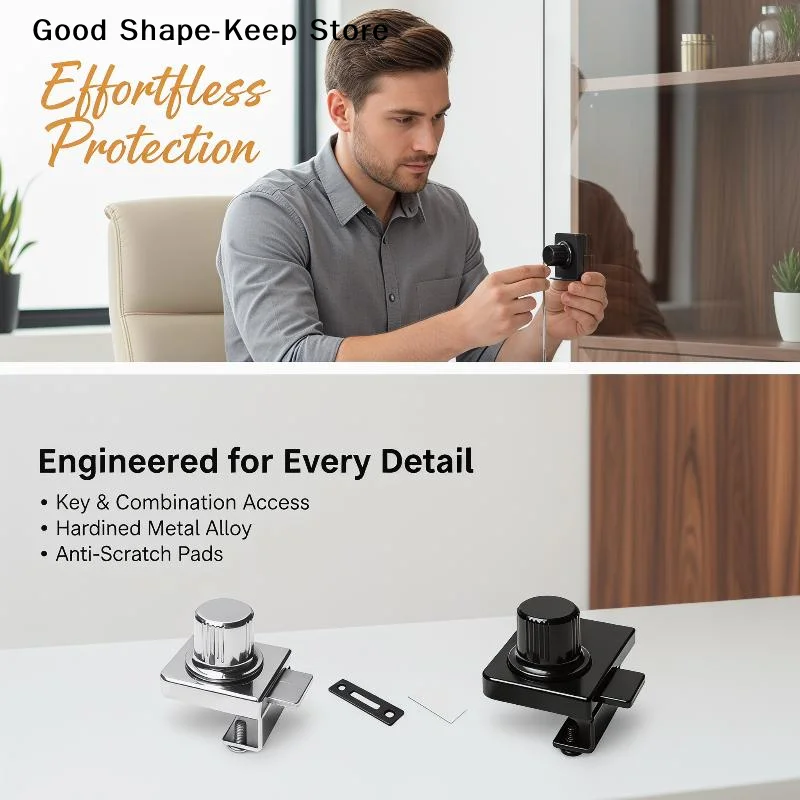 No Drill Glass Cabinet Lock With Anti Theft Design Easy Install Perfect Glass cabinet door lock Home Display Cabinets Showcases