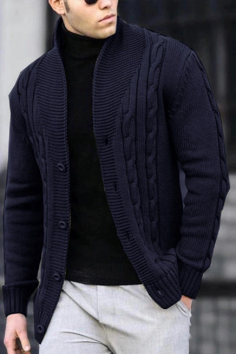 Sweaters New Thickened Warm Fried Dough Twists Cardigan Luxury Fashion Versatile Men's Top Coat Autumn Winter Knits