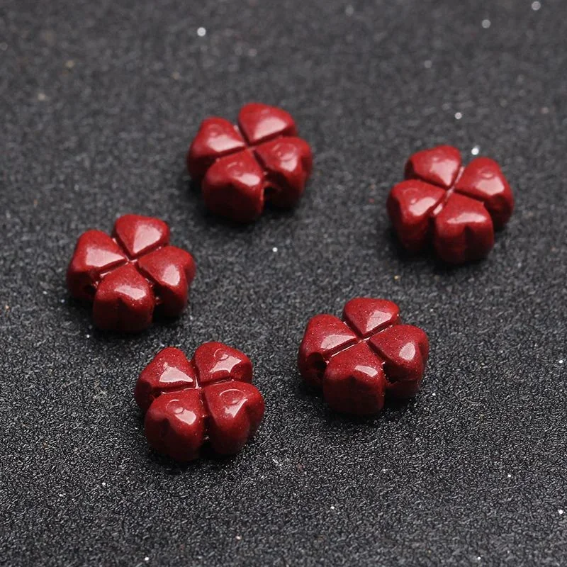 Natural cinnabar purple gold sand lucky four-leaf clover bead partition accessories DIY bracelet accessories jewelry