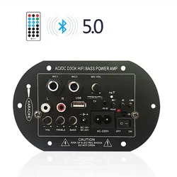 12/24V 110/220V bluetooth Audio Amplifier Board 120W Subwoofer Dual Microphone Module for TF card/U disk MP3 Music Speaker