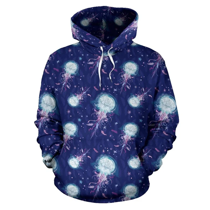 Cute Sea Creatures Jelly Fishes 3D Printing New In Hoodies & Sweatshirts Medusozoa Graphic Hooded Hoody Kid Funny Pullovers Tops