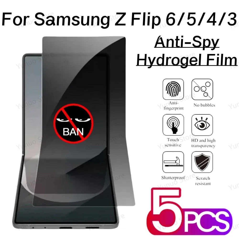 

5PCS Privacy Hydrogel Film For Samsung Galaxy Z Flip 6 5 4 3 Flip6 Flip5 Anti-Spy Screen Protector Protective Film On Z Flip 6