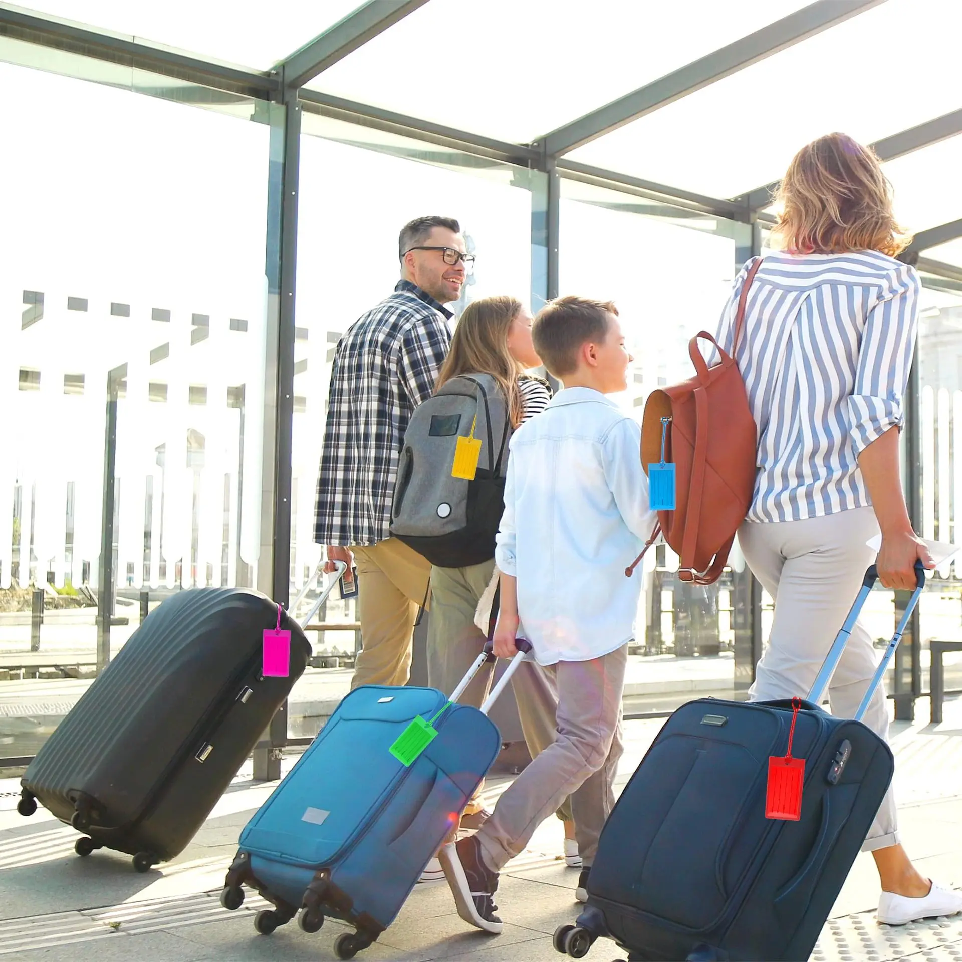 Reise-Gepäckanhänger aus weichem PVC, buntes weiches Gummi-Kofferetikett, Zubehör, Einsteckkarte, Check-in-Tag für Reisen