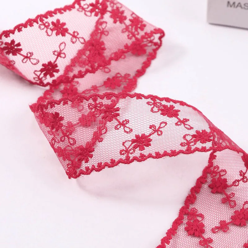 3.8cm Lace Trim Mesh Ribbon (90yds/Roll) - Hollow Crochet Band for DIY Bows/Shoes/Crafts