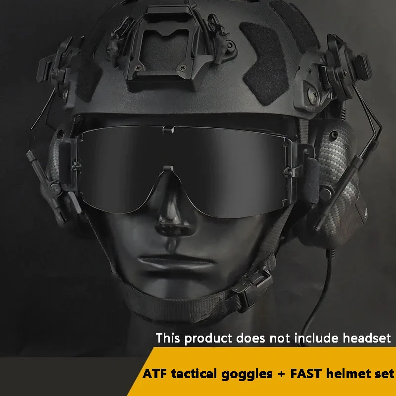 ATF Goggles and FAST Helmet Set, Riding Glasses, Outdoor Camping, Tactical Glasses, Field Protection, Head Tactical Equipment