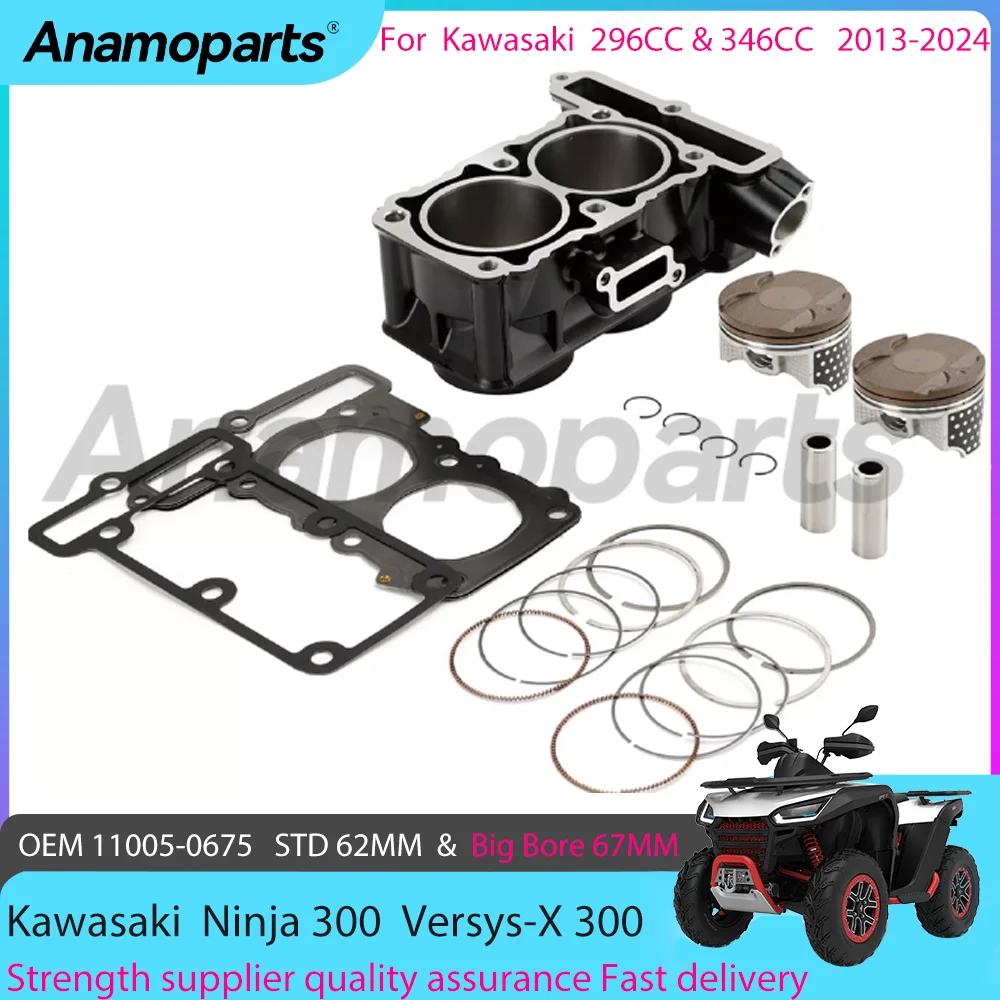 Big Bore 67 mm STD 62mm Cylinder Block piston Rebuild Overhaul Kit For 13-24 KawasaKi Ninja 300 CC Z300 KLE 300CC 11005-0675