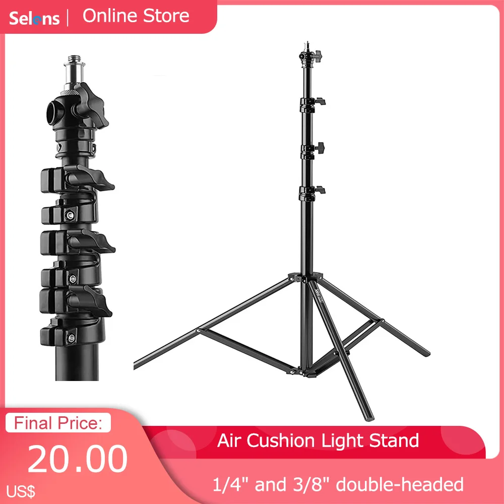 

Selens Portable Adjustable 280cm Air Cushion Light Stand Aluminum Alloy Photo Studio Kits Folding Background Tripod Bracket 삼각대