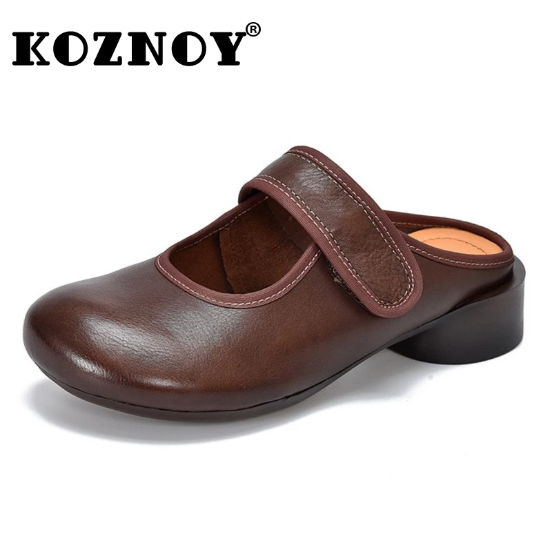 

Koznoy 3cm Cow Genuine Leather Shoes Flats Platform Wedge Hook Mary Jane Sandals Summer Slippers Chunky Sneaker Loafer Women