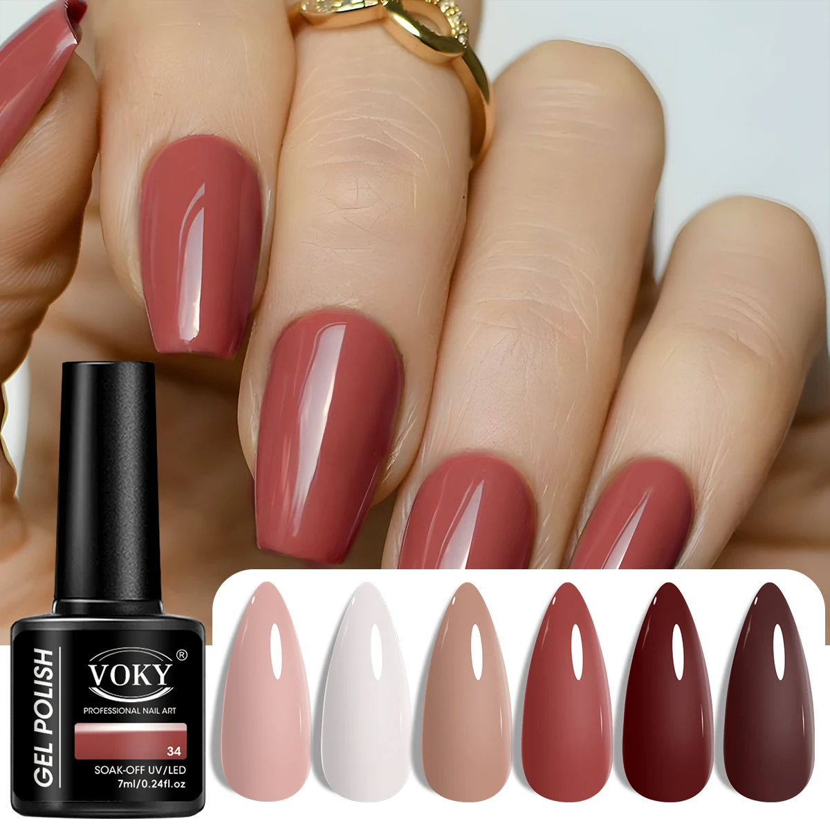 مجموعة طلاء أظافر جل بستة ألوان - تركيبة طويلة الأمد ومضادة للتقشير والتي يمكن إزالتها عن طريق التغطيب - مناسبة للمنزل الاحتفالي