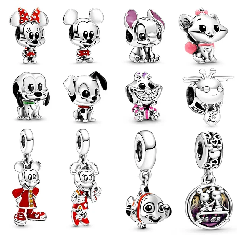 Mickey Minnie Mouse wisiorek ze stopu Winnie Pooh Disney ścieg wisiorki pasujące Charms bransoletka kobiety kreskówka koraliki DIY akcesoria