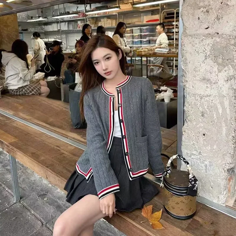 Trend Fashion Autumn Winter Preppy Style O-neck Knitting Cardigan Femme All-match Lively Cute Buttons Long Sleeve Sweater Coat