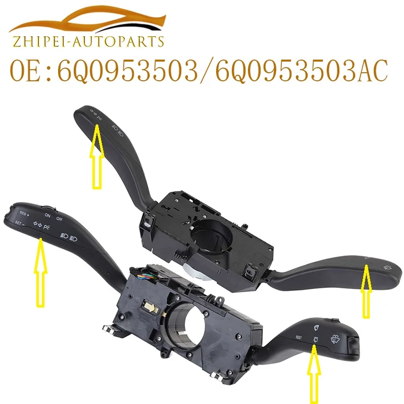 6Q0953503 Blinkerhebel Scheibenwischerschalter Auto 6Q0953503AC Für Volkswagen VW Seat Polo Transporter T5 Cordoba Tdi