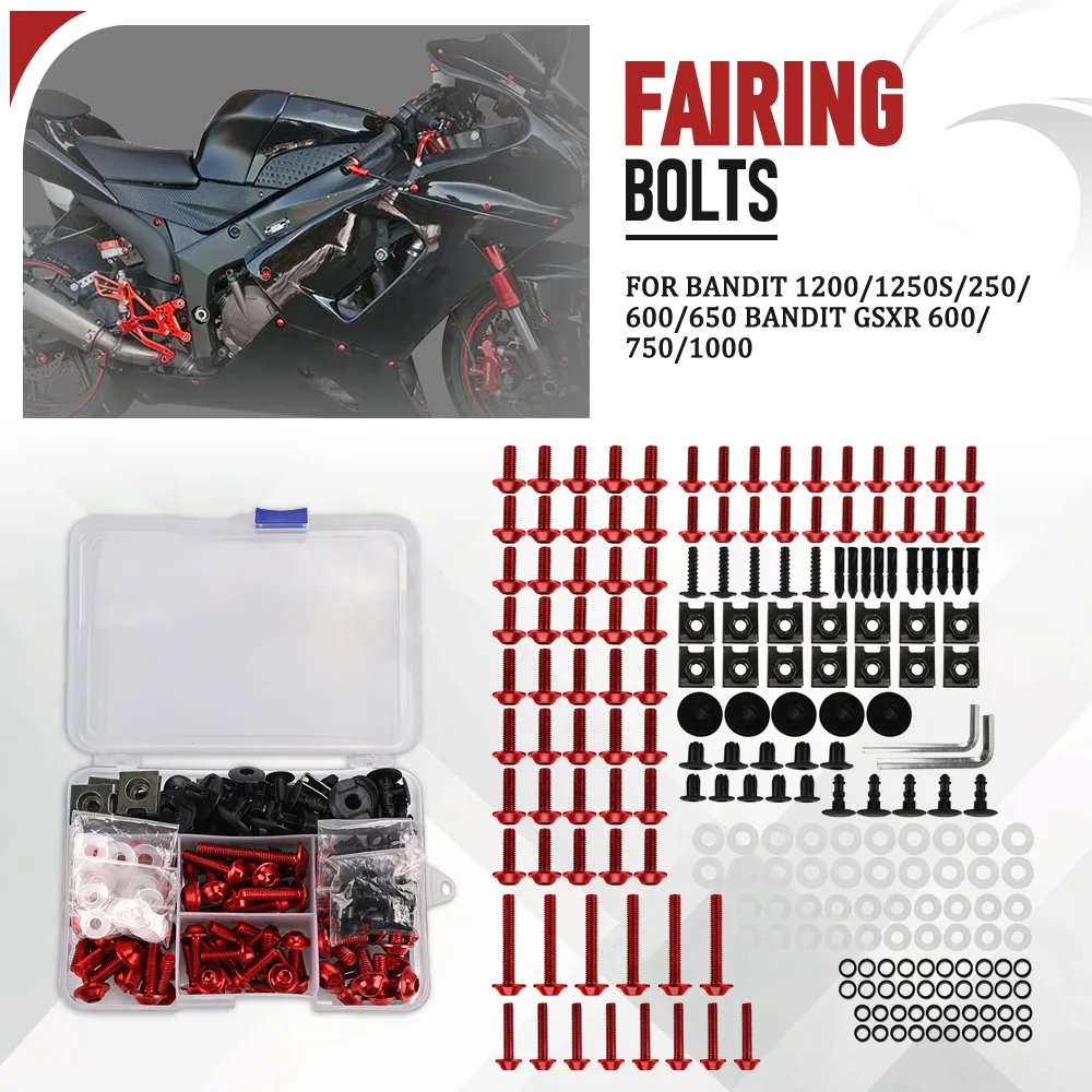 

For SUZUKI Bandit 1200/1250S/250/600/650 BANDIT GSXR 600/750/1000 Universal Fairing Bolts Nuts Kit Body Fastener Clips Screws