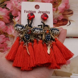 NeeFuWoFu Rhinestone Earrings Tassel Crystal Big Butterfly Earring Large Long Brinco Ear Accessories Oorbellen Christmas Gift