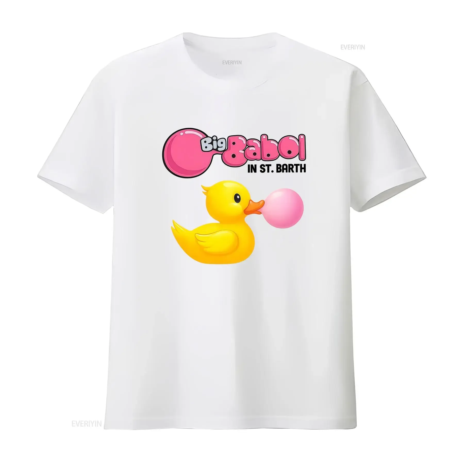 T shirt da uomo bianca Saint Barth con stampa logo Babol papera di gomma gialla vestibilità comoda girocollo casual vintage
