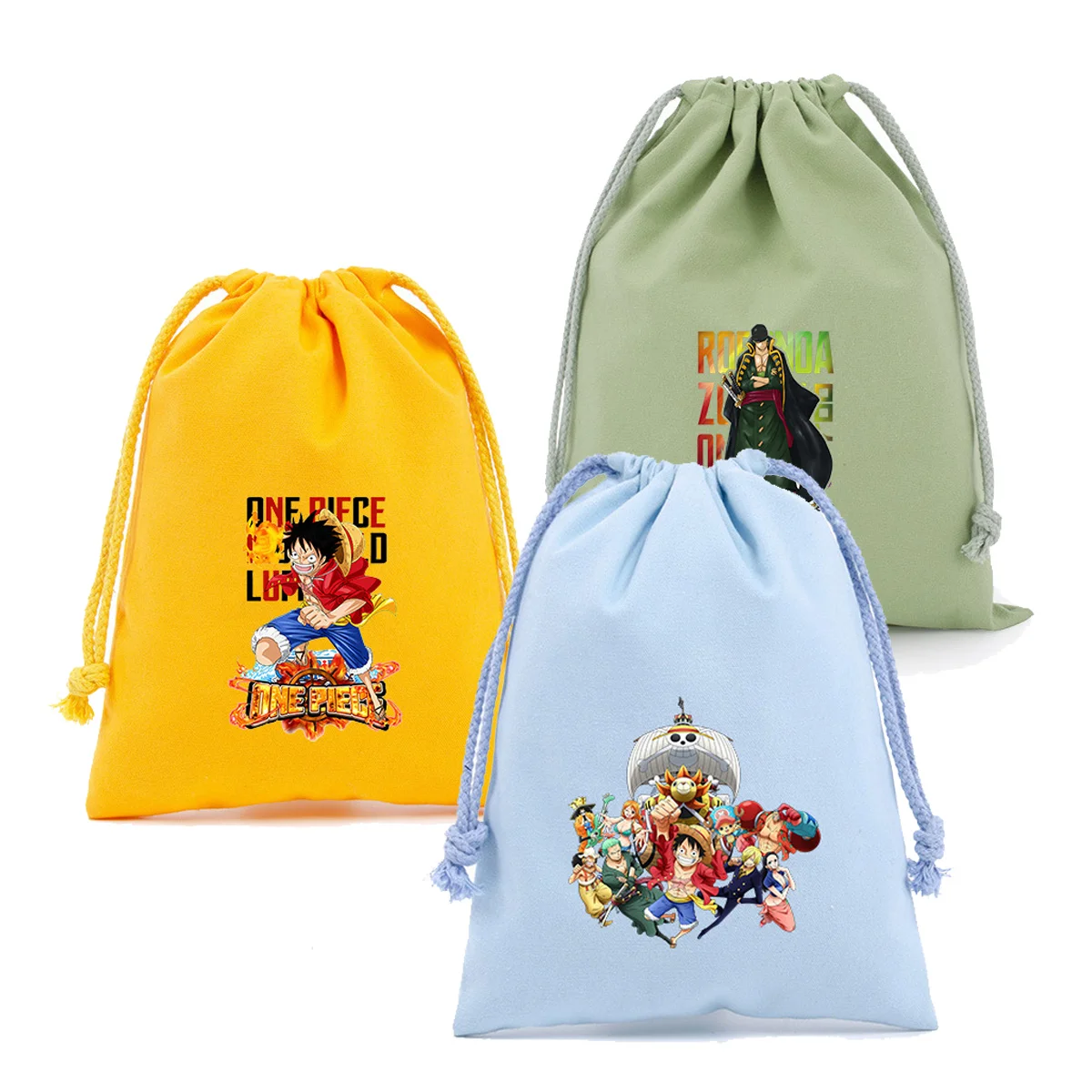 

One Piece Drawstring Bag Boys Cartoon Anime Luffy Zoro Gift Bags Party Supplies Children Storage Pouch Household Thing Organizer