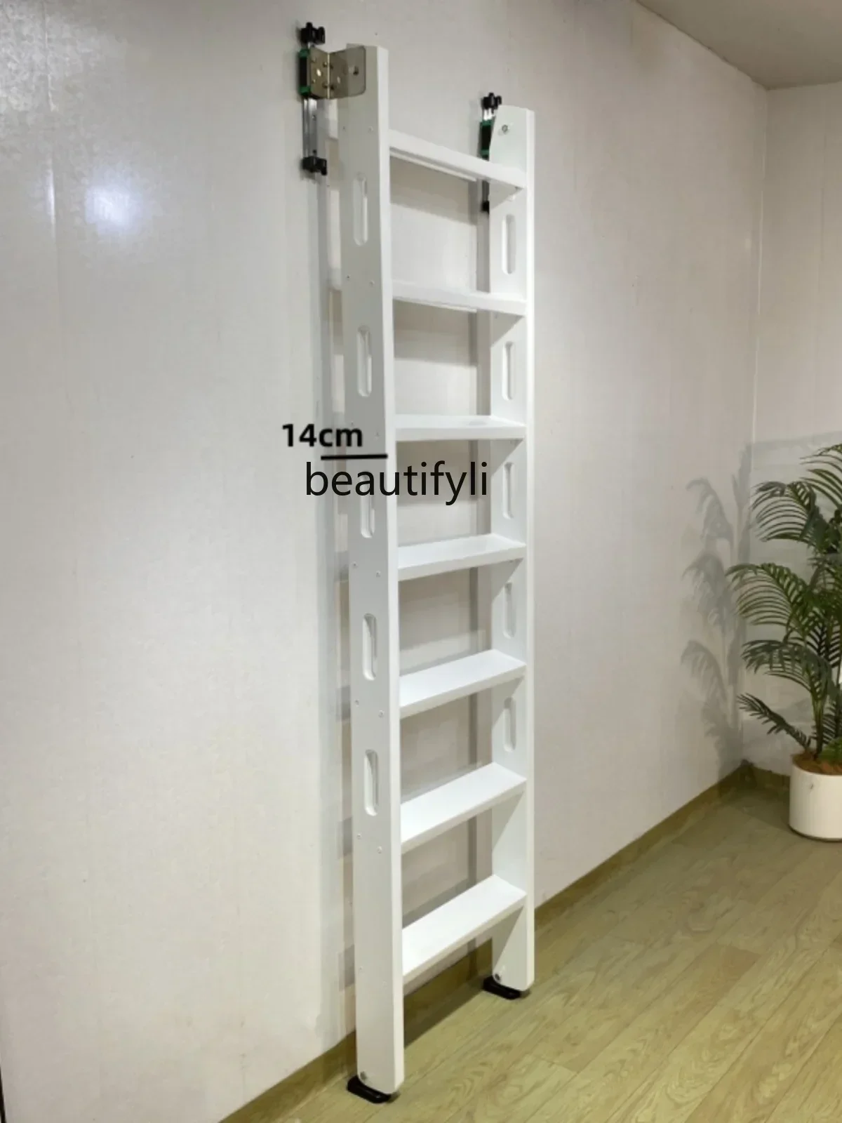 

FG28Vertical storage ladder wall-attached telescopic extension solid wood staircase