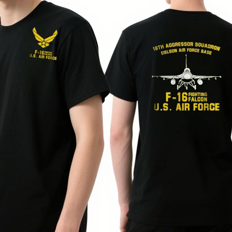 F-16 Fighting Falcon 18th Squadron Air Force Men T-Shirt Short Sleeve Casual Cotton Summer T Shirts
