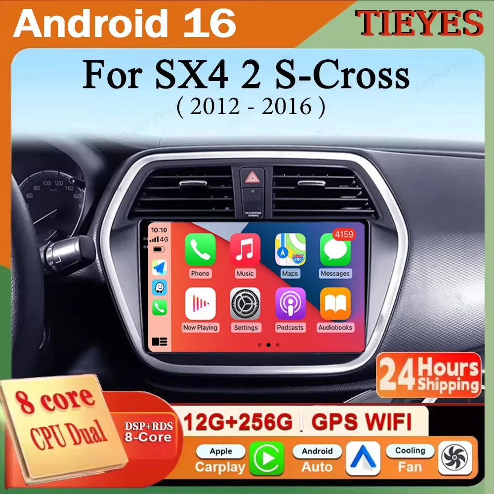 For Suzuki SX4 2 S-Cross 2012 - 2016 Android 16 WIFI 4G DSP CarPlay Auto Car Radio Multimedia Video Player GPS stereo Head Unit