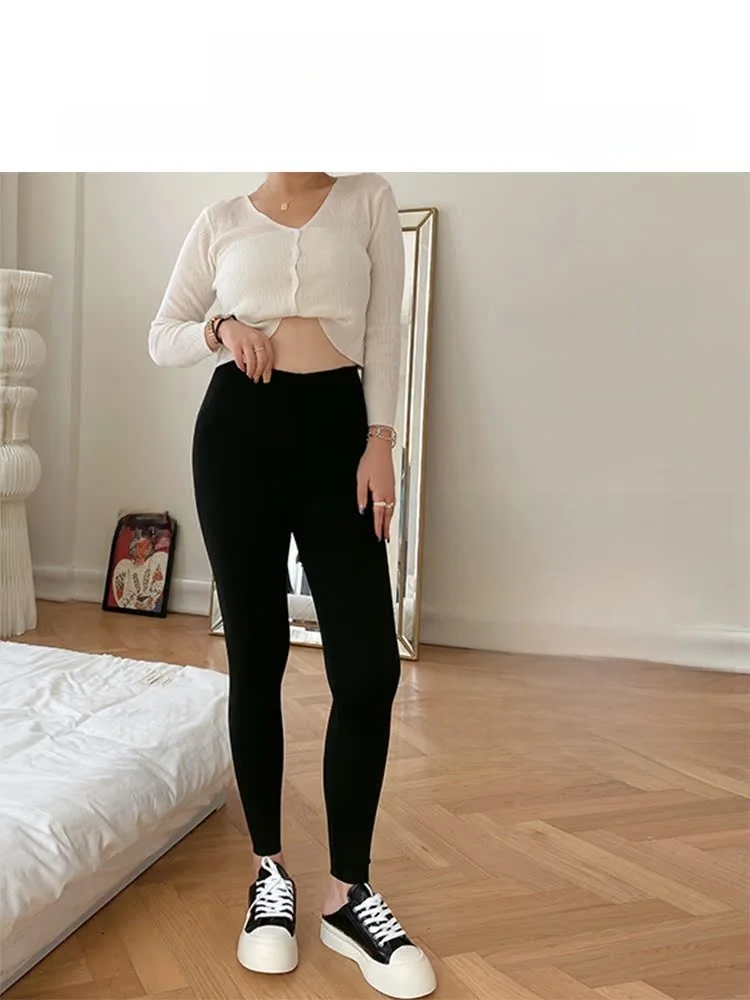 ハイウエストヨガパンツ ヒップアップ効果のある薄手スキンレザー レディースアウターウェア 秋用 18サイズ 小さいサイズ ベースパンツ 滑り落ち防止