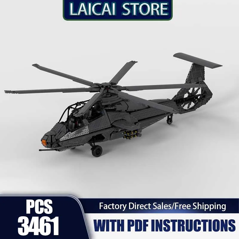 

Aerial Fighter Model Moc Building Blocks Modular Boeing RAH-66 Fighter Model Technology Bricks Model DIY Assembly Holiday Toy